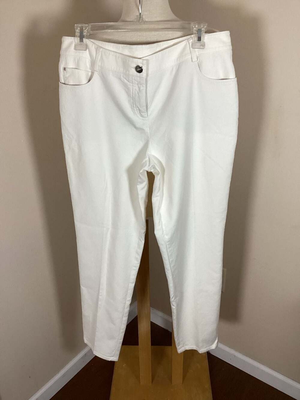 Akris Silk and Cotton Blend White Straight Leg Trousers